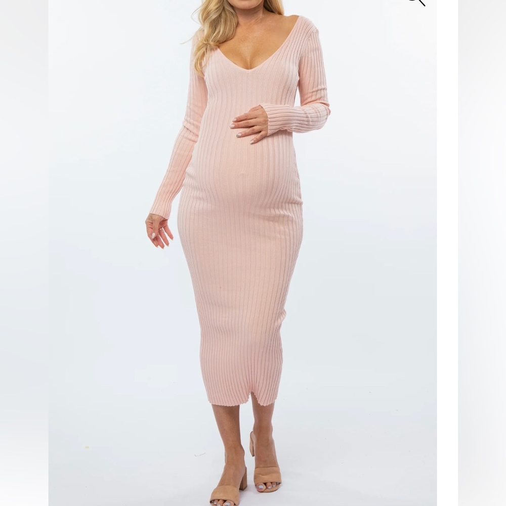 Pinkblush Pink Fitted Maternity Dress Long Sleeve